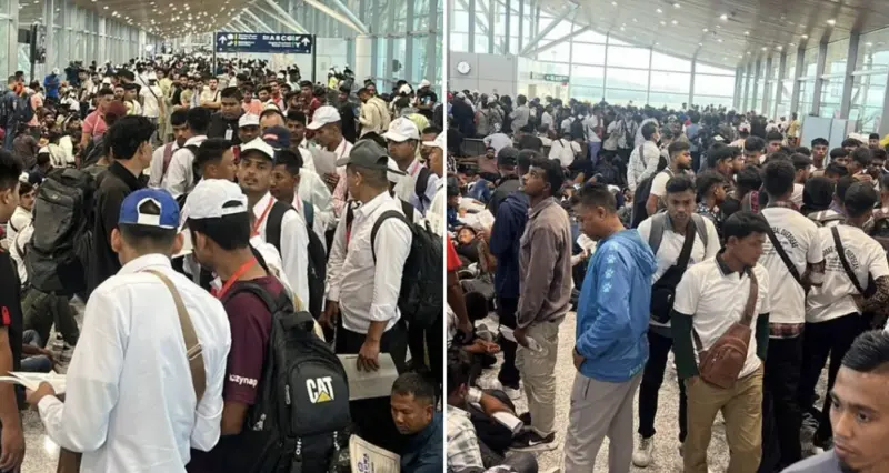 ▲5月31日是馬來西亞「非法移工漂白計劃2.0」的最後期限，吉隆坡機場擠滿人潮。（圖／翻攝自中國報）