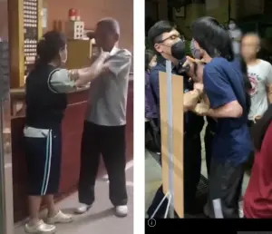 曾參選總統「超狂台中媽媽」釀大亂鬥!兒子襲警陳美妃下跪求情 ▲陳美妃先與社區保全發生衝突,警方到場處理兒子還襲警。(圖/翻攝里長臉書,2024.06.01)