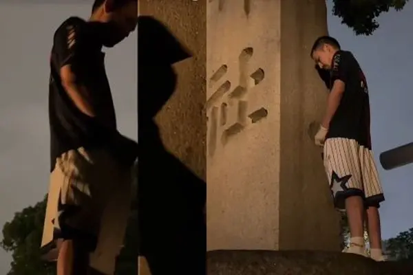 日靖國神社被當「廁所」撒尿噴紅漆！中國網紅竟還上傳影片炫耀