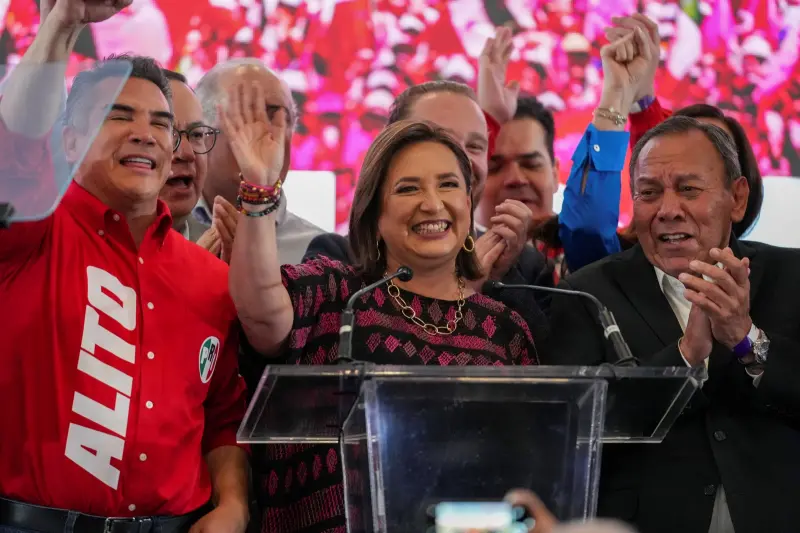 ▲墨西哥正在選舉新總統，史無前例地由女性候選人聲勢看好。圖為候選人之一加維斯（Xochitl Galvez）。（圖／美聯社／達志影像）