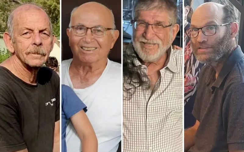 ▲以色列證實，又有4名遭哈馬斯扣押在加薩的人質死亡，分別是Chaim Peri、Amiram Cooper、Yoram Metzger 和 Nadav Popplewell（從左到右）。（圖／翻攝自以色列時報）