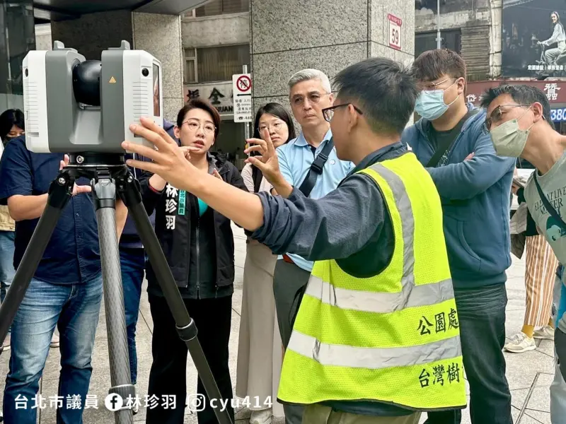 ▲北市在中山北路推行試辦「行道樹光達檢測計畫」，透過光達技術檢測樹木健康。（圖／林珍羽辦公室提供）