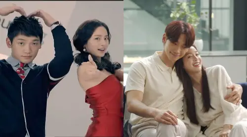 ▲Rain（鄭智薰）跟金泰希（右）因為拍攝電商廣告結緣，起初金泰希對男生不感興趣，彼此都不是對方的菜。（圖／翻社Naver、바디프랜드YouTube）