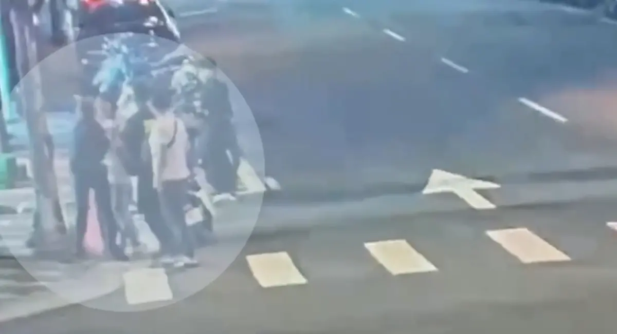 ▲高姓婦人情緒激動，在西門町商圈與警方拉扯。（圖／翻攝畫面）