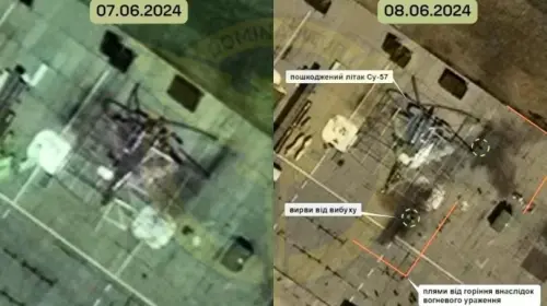 烏克蘭國防部情報總局(GUR)今(9)日宣稱,烏軍於8日首次擊落俄羅斯空軍最新隱形戰機蘇愷57(Sukhoi Su-57)。(圖/擷自烏克蘭國防部情報總局TG) ▲烏克蘭國防部情報總局(GUR)今(9)日宣稱,烏軍於8日首次擊落俄羅斯空軍最新隱形戰機蘇愷57(Sukhoi Su-57)。(圖/擷自烏克蘭國防部情報總局TG)