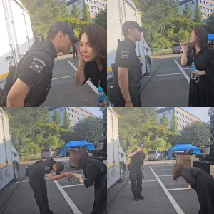 ▲李智英(右)結束慶典表演後遇到V,V有禮貌跟前輩致意。(圖/李智英IG) ▲李智英(右)結束慶典表演後遇到V,V有禮貌跟前輩致意。(圖/李智英IG)