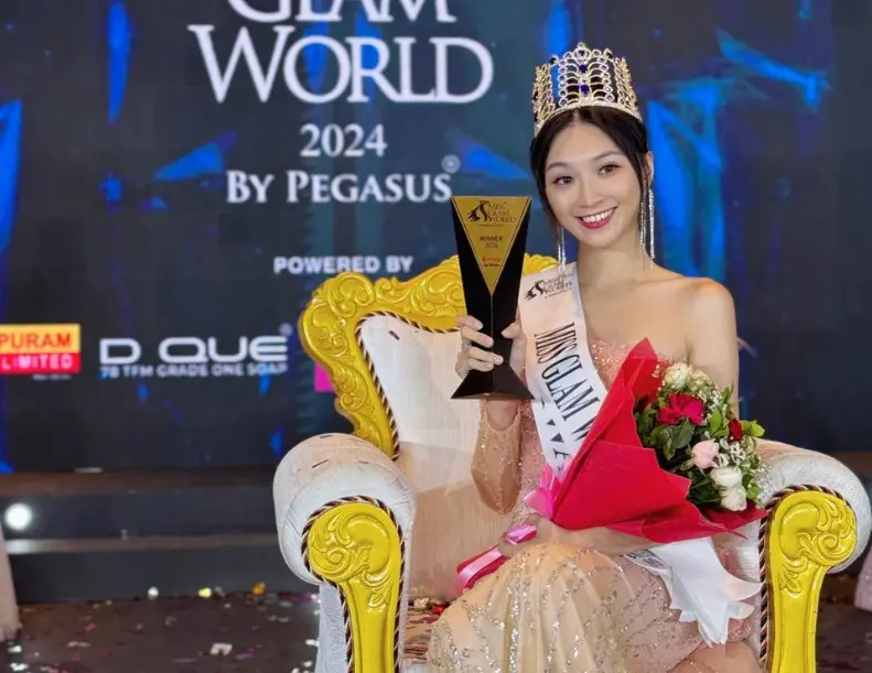 ▲選美佳麗高曼容近期飛往印度參加「Miss Glam World Winner」選美大賽，成功脫穎而出摘下后冠。（圖／取自IG@manjung0217）