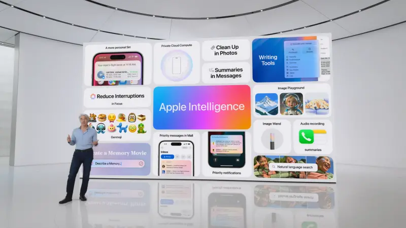 ▲蘋果（Apple Inc）於今（11）日凌晨的全球開發者大會（WWDC）宣布了「Apple intelligence」系統，如果要使用「蘋果AI」，需要iPhone 15 Pro或iPhone 15 Pro Max才能支援。（圖／翻攝官網）