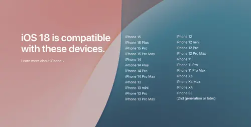 ▲可以升級iOS 18名單。（圖／翻攝官網）
