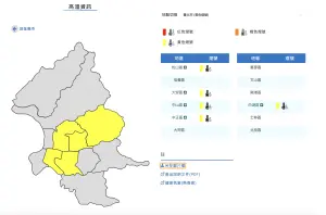 ▲中央氣象署發布「高溫資訊」，台北市松山、大安、中正、中山、內湖氣溫較高。（圖／翻攝中央氣象署官網）