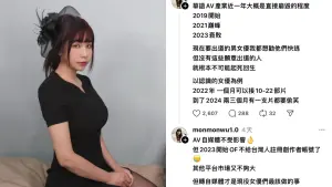▲吳夢夢指出,華語AV產業近1年已經衰敗,並坦言想勸退有意入行的男女。(圖/IG monmon6.0、Threads) ▲吳夢夢指出,華語AV產業近1年已經衰敗,並坦言想勸退有意入行的男女。(圖/IG monmon6.0、Threads)