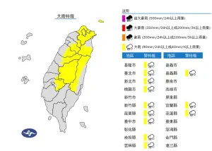 快訊／下班注意！北台灣等12縣市「大雨特報」　累積雨量達88毫米
