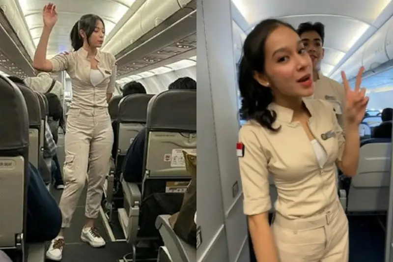 ▲印尼一家航空公司的空姐穿著意外在網路上引起廣大迴響。（圖／翻攝自TikTok）