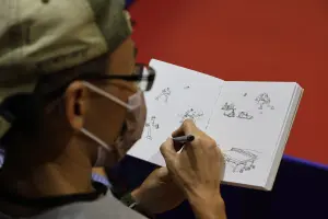 ▲插畫師MINNAZOO沈恩民透過畫筆捕捉奧運國手揮汗點滴，呈現運動員的力與美。（圖／國訓中心提供）