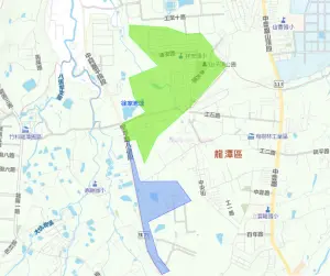 ▲桃園市部份地區6月25日大停水，藍色區塊為停水範圍，綠色區塊為降壓範圍。（圖／翻攝自台灣自來水公司）