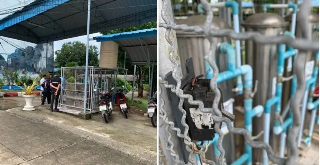 ▲一名學生在飲水機前被電死，許多老師圍著他不敢救。(圖／翻攝自X）