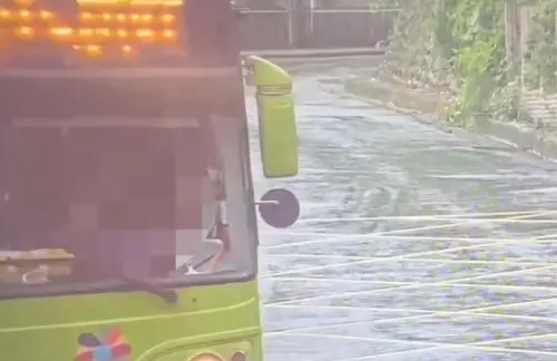 北市婦人偷開公車上路。(圖/翻攝畫面) ▲北市婦人偷開公車上路。(圖/翻攝畫面)