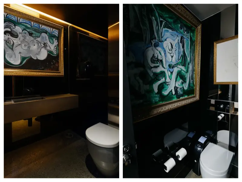 ▲澳洲塔斯馬尼亞州（Tasmania）的一間美術館（Museum of Old and New Art），決定將兩幅畢卡索名畫掛在女廁所之中，罕見景象掀起熱議。（圖／翻攝自Kirsha Kaechele的IG）