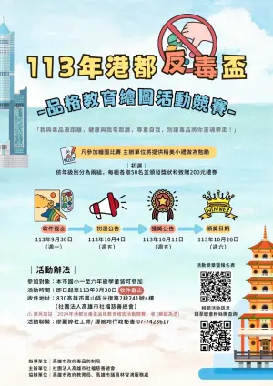 ▲「113年港都反毒盃-品教育會圖活動競賽」9月30日截止收件,歡迎高雄市一至六年級國小學童均可參與。(圖/高市議員林智鴻提供) ▲「113年港都反毒盃-品教育會圖活動競賽」9月30日截止收件,歡迎高雄市一至六年級國小學童均可參與。(圖/高市議員林智鴻提供)
