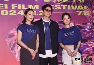 ▲林柏宏(中)主演電影《愛的噩夢》,與女星謝欣穎(左)、項婕如有精彩感情對手戲。(圖/記者陳明中攝影) ▲林柏宏(中)主演電影《愛的噩夢》,與女星謝欣穎(左)、項婕如有精彩感情對手戲。(圖/記者陳明中攝影)