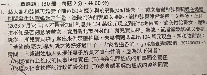 ▲謝和弦的官司糾紛成了高中考題。（圖／謝和弦臉書）