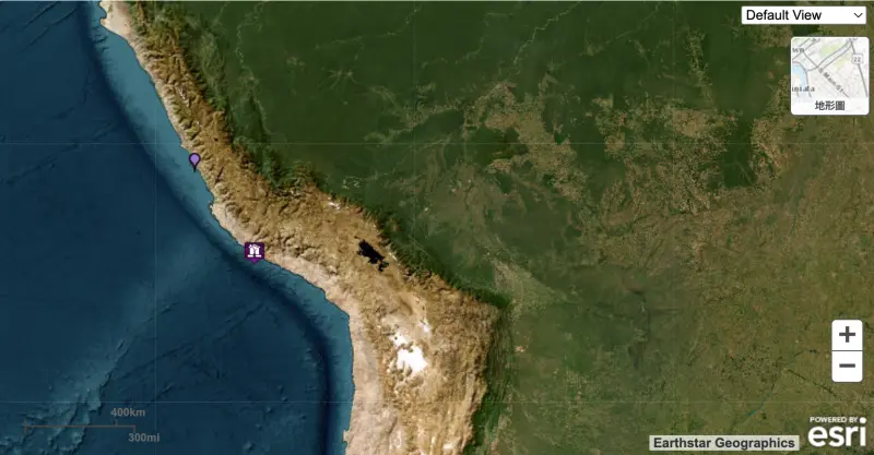 ▲秘魯在當地時間28日凌晨0時36分發生規模7.2地震，太平洋海嘯預警中心後續發布海嘯警報。（圖／翻攝自NOAA）