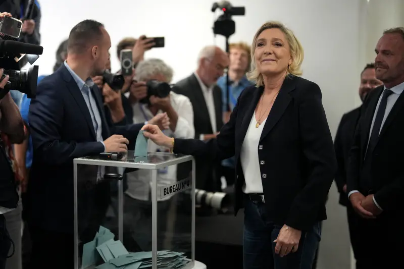 ▲法國國會首輪選舉30日登場。圖為法國極右翼聯盟政黨領袖雷朋（Marine Le Pen）。