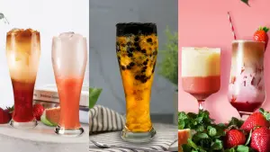 清心福全x貓貓蟲咖波!50嵐珍奶一卡通 7月手搖飲料新品一次整理 ▲清心福全開喝草莓、紅心芭樂新品,夏季消暑黑糖仙草珍珠艾思。(圖/清心福全提供)