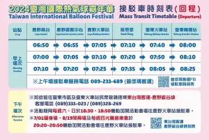 回程接駁車時刻表(圖/取自2024年台灣國際熱氣球嘉年華臉書) ▲回程接駁車時刻表(圖/取自2024年台灣國際熱氣球嘉年華臉書)