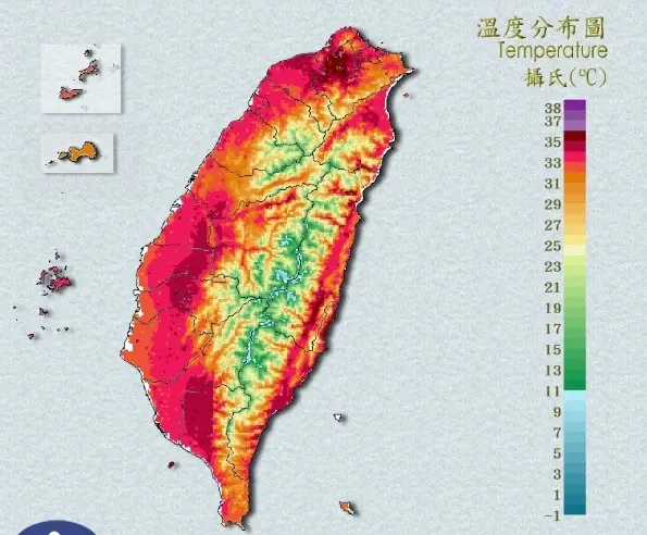 ▲各地高溫炎熱，根據中央氣象署觀測資料顯示，今（5）日最高溫出現在高雄市高雄燈塔，中午12時45分達到攝氏39.9高溫。（圖／翻攝自中央氣象署）