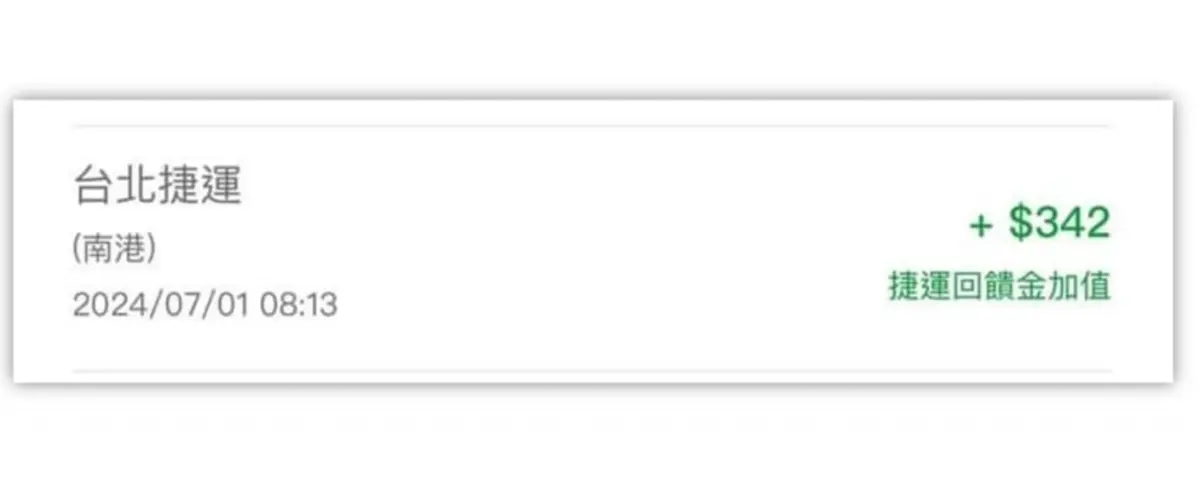 ▲有民眾上個月自己狂搭北捷，月初發現票卡「進帳342元」，顯示為「回饋金」，才得知原來北捷有「常客優惠方案」。（圖／翻攝爆廢公社）
