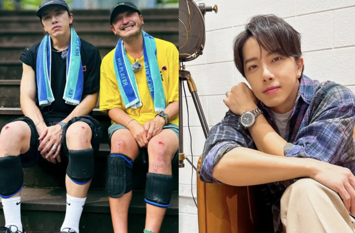 ▲坤達和KID（左圖右）在節目上太拚命，導致膝蓋受傷。（圖／翻攝自IG）