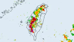 ▲今（7）日午後大雷雨影響中南部地區。（圖／中央氣象署）