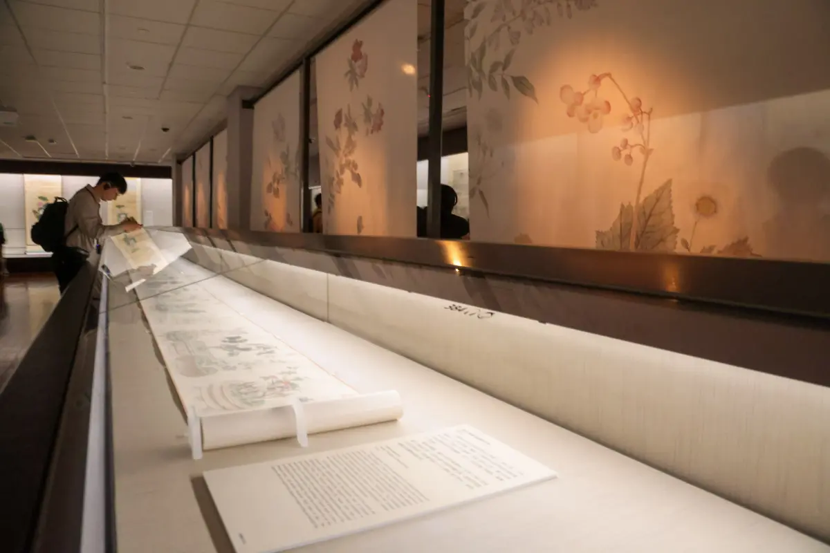 ▲故宮北院「皇帝的移動花園」特展，現場還有搭配植物標本以及花卉照片，呈現17世紀、18世紀的清宮花園。（圖／故宮北院提供）