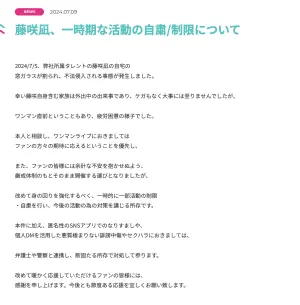 ▲藤咲凪因為住處被非法入侵，坦言受到驚嚇，公司決定限制她自肅時間。（圖／最終未來少女官網）