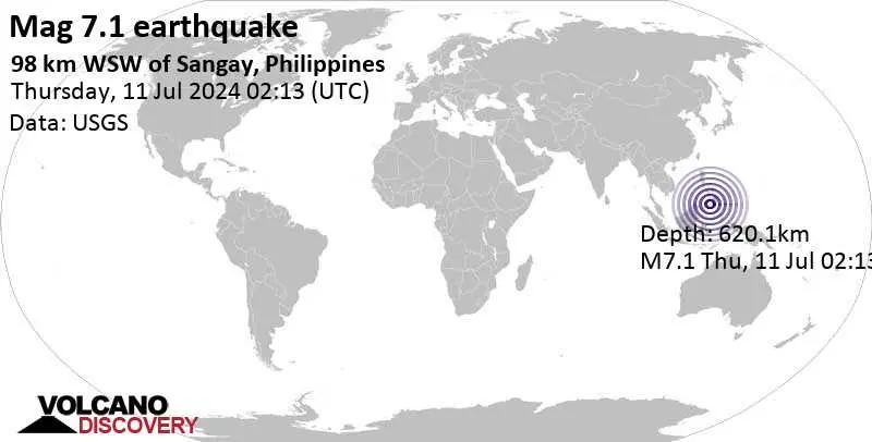 ▲菲律賓於今（11）日發生7.1強震。（圖／翻攝自USGS）