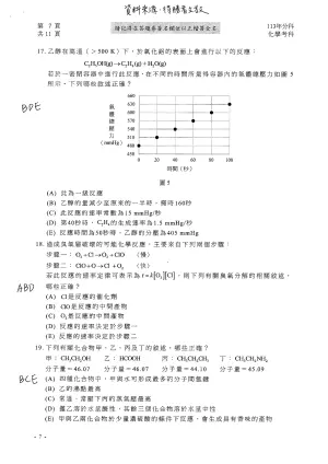 ▲分科測驗化學科參考解答，確切答案仍以大考中心公布為主。（圖／得勝者文教提供）