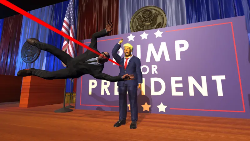 ▲美國前總統川普槍擊案震驚國際， Steam 上一款名為《Mr.President!》的總統保鑣遊戲也掀起話題。（圖／Steam平台）