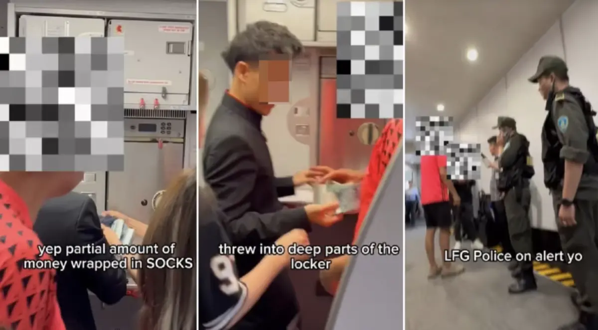 ▲一名中國男在馬來西亞飛越南的班機上偷取乘客現金。（圖／翻設自TikTok）