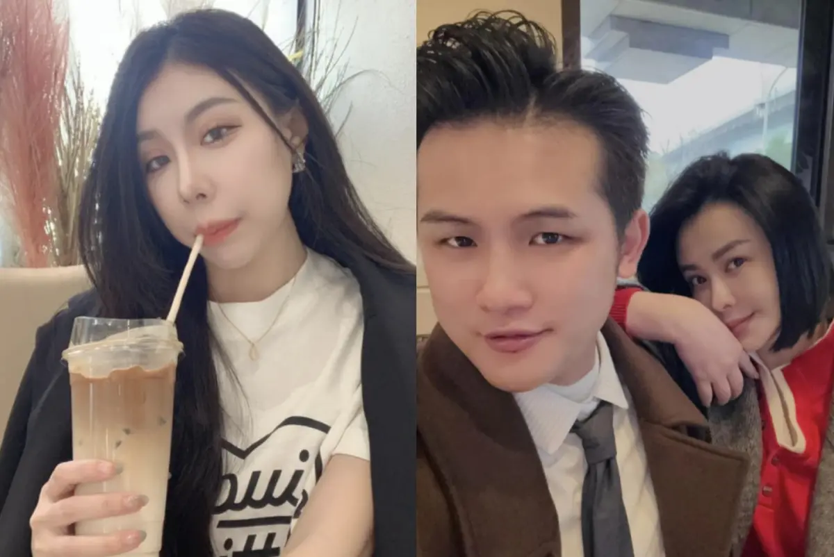 ▲余曼曼（左）是蕭淑慎老公梁軒安（右圖左）旗下藝人，力挺老闆沒有性侵，反而質疑Rina用意。（圖／翻攝自余曼曼、蕭淑慎臉書）