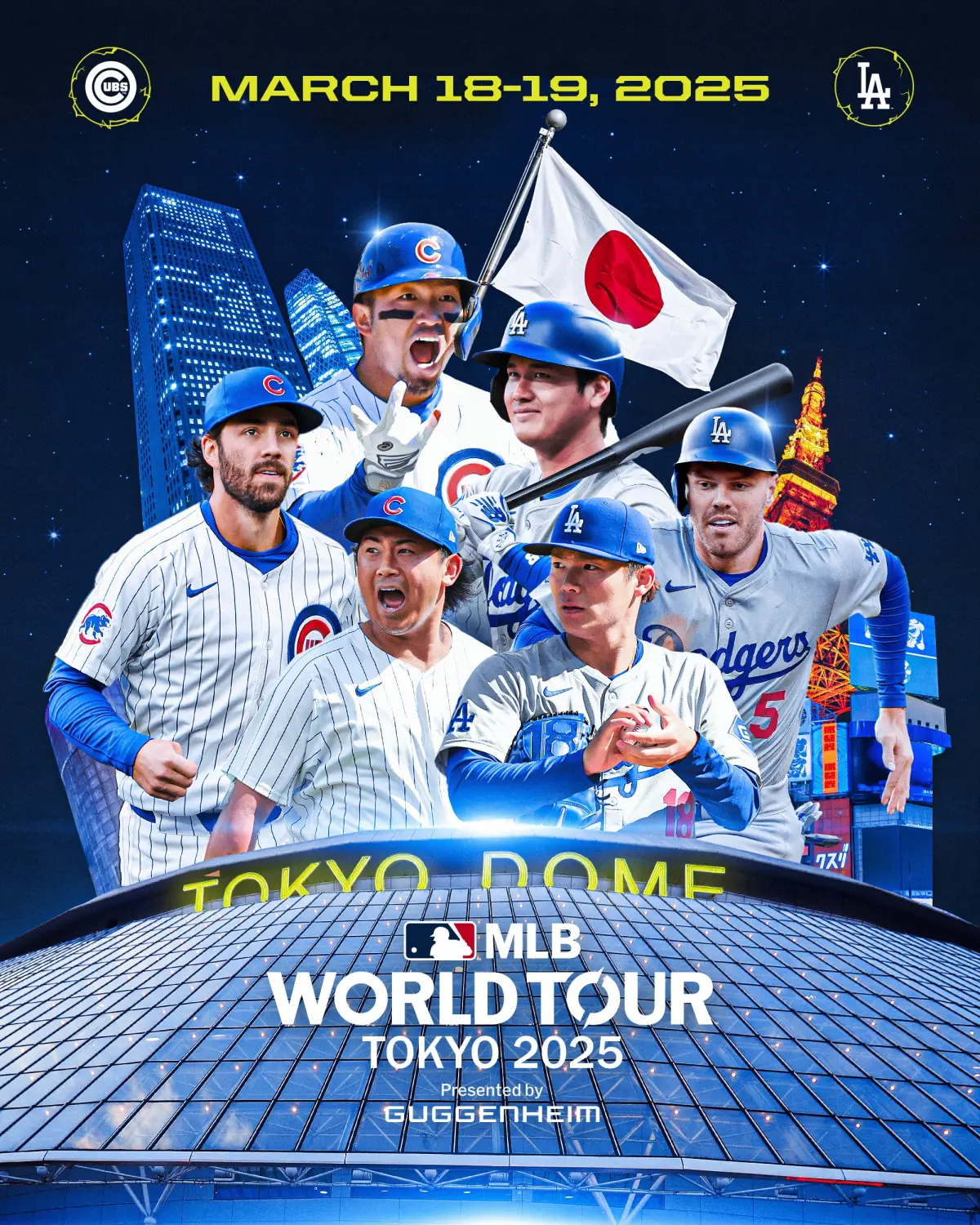 ▲美國職棒大聯盟（MLB）公布明年海外開幕戰的對戰組合，將會由洛杉磯道奇交手芝加哥小熊，而小熊也釋出宣傳用的形象片，引發熱烈迴響。（圖／MLB推特）