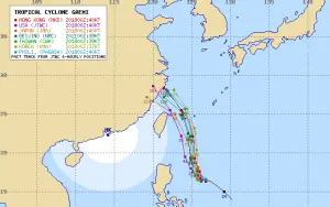 ▲颱風凱米各國電腦模式模擬、官方預報路徑，大致上都是從台灣東北方通過。（圖／翻攝 typhoon2000）