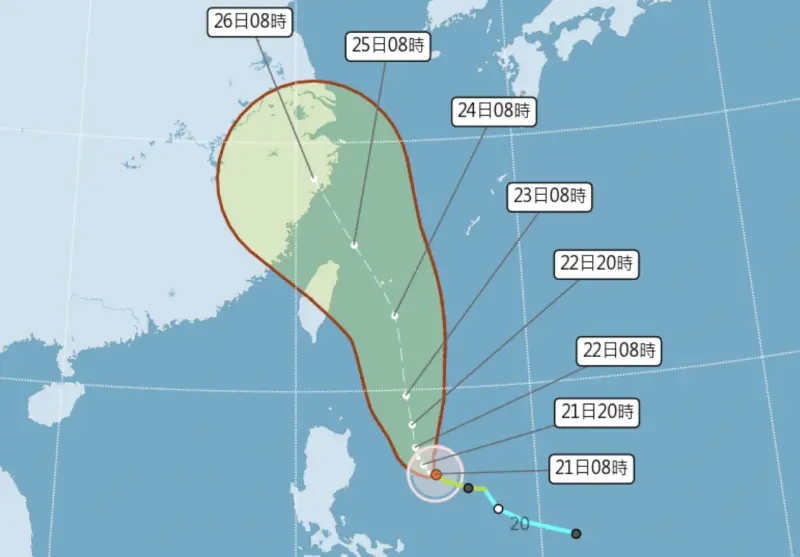 ▲觀察「颱風路徑圖」是台灣人的必備技能，但仍有許多民眾對路徑圖的解讀有所誤解。圖為2024凱米颱風。（示意圖／中央氣象署）