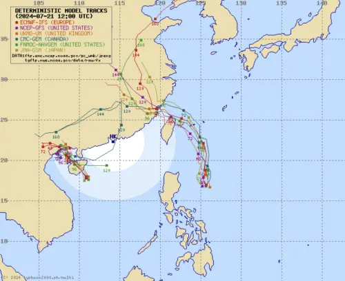 ▲凱米颱風最新各國電腦模式模擬路徑。（圖／翻攝自typhoon2000）