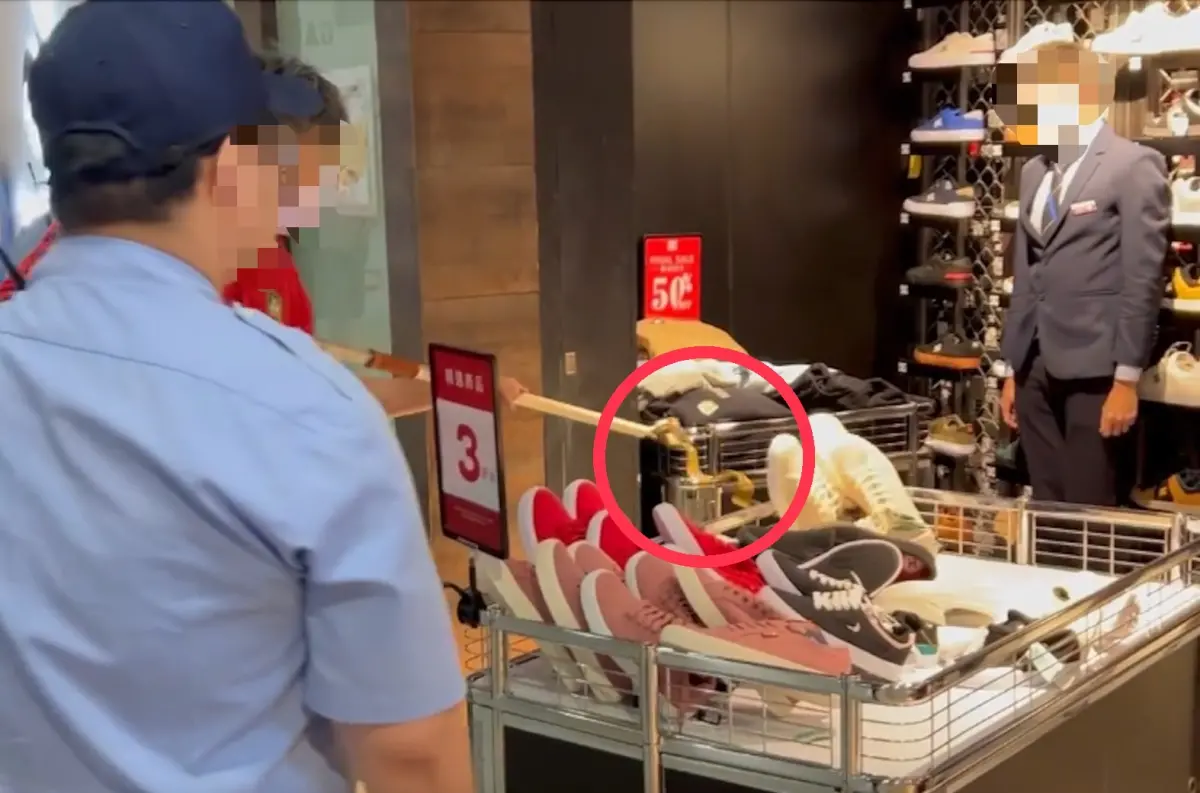 ▲一名網友昨日在高雄義大世界購物廣場逛街，途中竟在促銷花車上目擊一條小蛇正在蠕動，義大世界證實這條蛇為無毒臭青母。（圖／翻攝自Threads＠qixu_429）