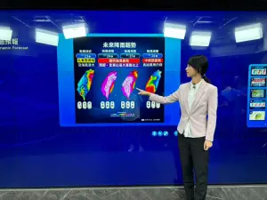 氣象署技正謝佩芸表示,週三、週四全台降雨最劇烈,各縣市都有豪雨發生的機率。(圖/記者張志浩攝) ▲氣象署技正謝佩芸表示,週三、週四全台降雨最劇烈,各縣市都有豪雨發生的機率。(圖/記者張志浩攝)