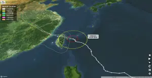 凱米颱風今(24)日11時的中心位置在北緯 23.9 度,東經 123.0 度,即在宜蘭的東南方約 160 公里處。(圖/NCDR) ▲凱米颱風今(24)日11時的中心位置在北緯 23.9 度,東經 123.0 度,即在宜蘭的東南方約 160 公里處。(圖/NCDR)