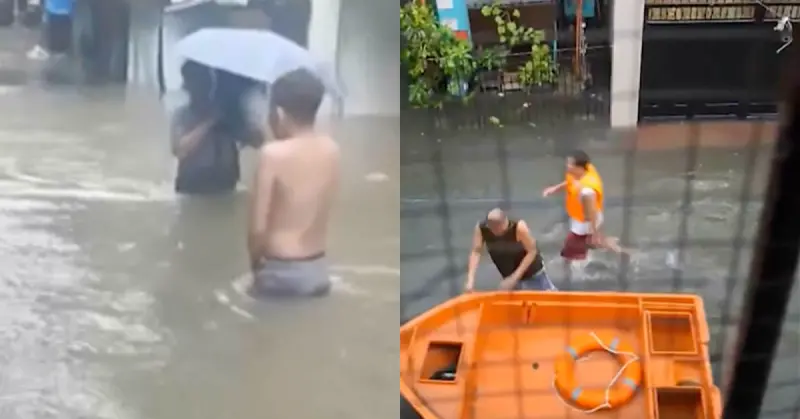 影／水淹到腰部！菲律賓馬尼拉掃到颱風尾慘況曝　居民出動橡皮艇