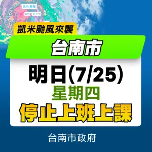 快訊／凱米颱風撲台！台南市宣布：風力雨量預測達標明停班停課
