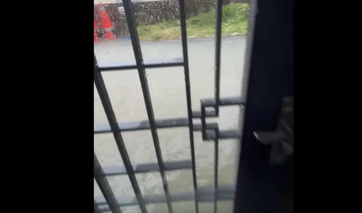 ▲四叉貓貼文說明岡山老家慘況，稱只要門一打開就會變泳池。（圖／翻攝自劉宇臉書）